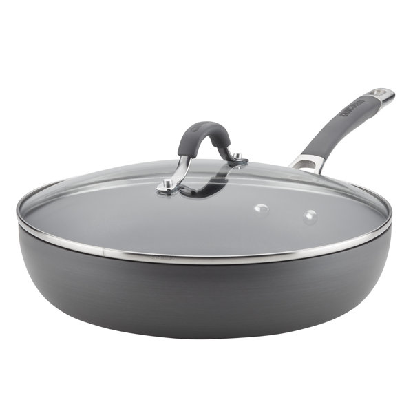 Large deep frying pan store with lid